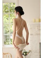 Beyaz Göğüs Dekolteli Göbeği Açık Babydoll Bella Notte 15004 görsel 4